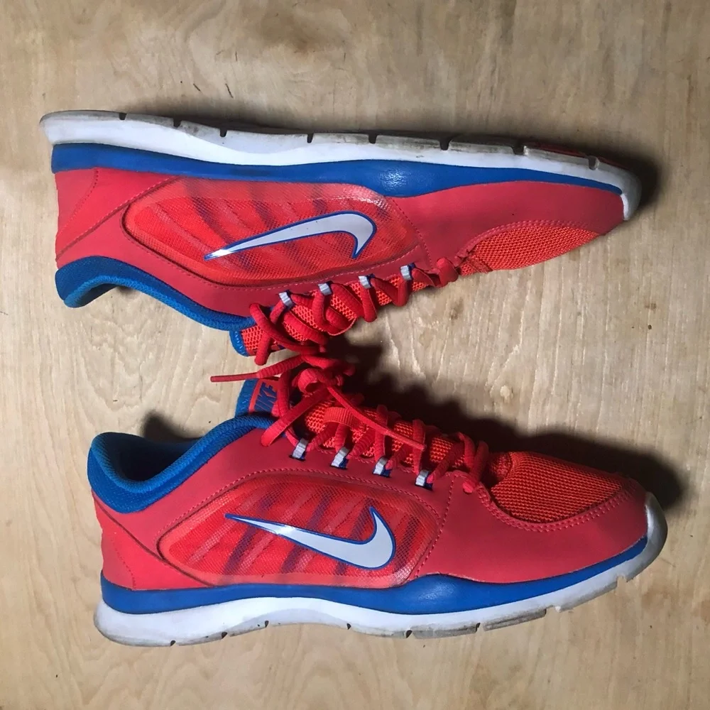 Nike Flex Trainer 4 Cross Trainers Crimson Platinum Pink Blue - Picture 2 of 6